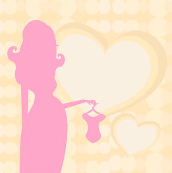pregnant woman silhouette on shopping for her new baby- abstract background
