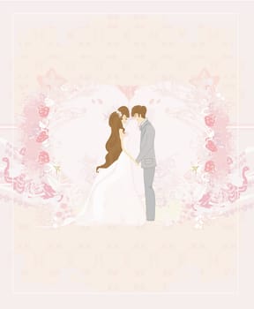 elegant wedding invitation with wedding couple