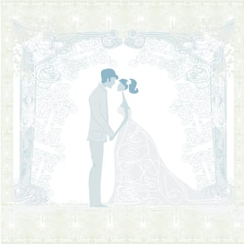 elegant wedding invitation with wedding couple