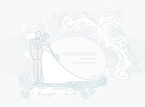 elegant wedding invitation with wedding couple
