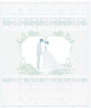 elegant wedding invitation with wedding couple