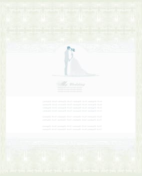 elegant wedding invitation with wedding couple