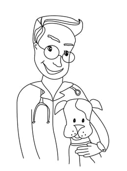 Dog and veterinarian - doodle illustration