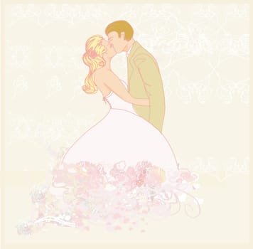 elegant wedding invitation with wedding couple