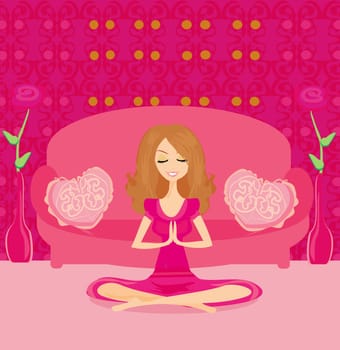 Yoga girl in lotus position