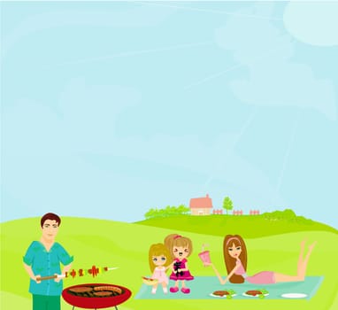 Family Having A Barbecue Party