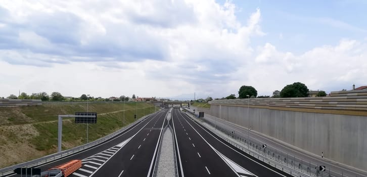 Brand new Empty highway view. No traffic. Transportation background