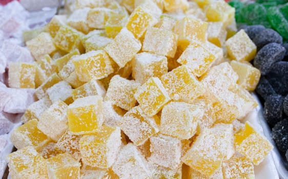 Turkish lemon delights. Items displayed at street market stall