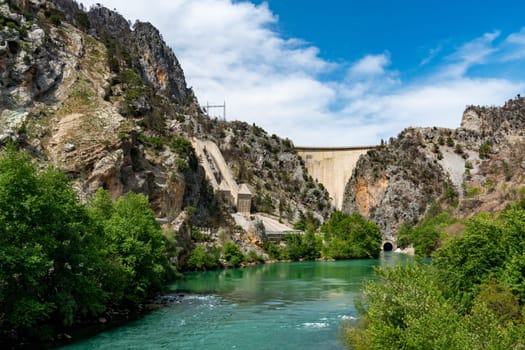 Green Canyon, Manavgat. Hydroelectric power station. Water and mountains. Largest canyon reservoir in Turkey