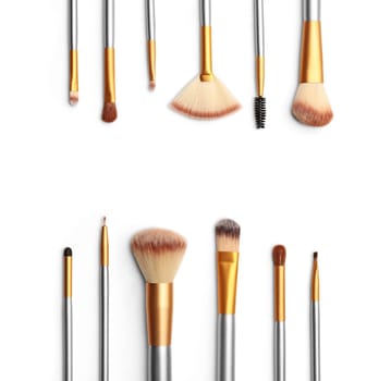Cosmetics. Make up brushes set over white background. With clipping path