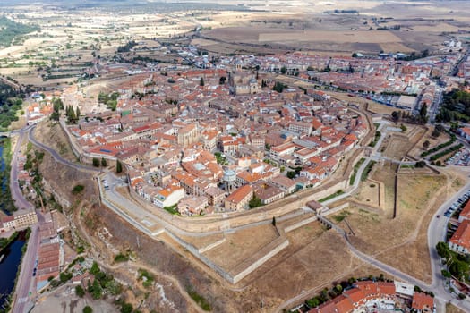 Panoramic aerial view of Ciudad Rodrigo in the province of Salamanca Spain
