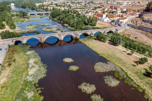 bridge and River Agueda, Ciudad Rodrigo, Castile and Leon, Spain