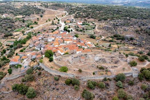 Aerial view of the historic village of Castelo Mendo in Portugal  Concept for travel in Portugal