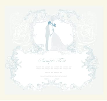 elegant wedding invitation with wedding couple