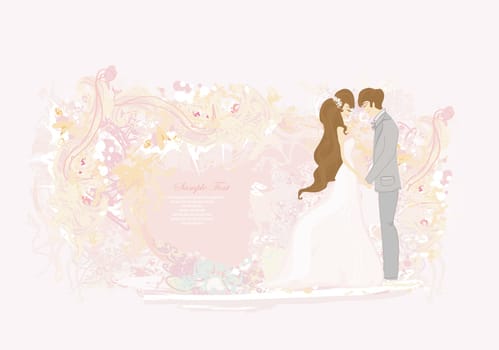 elegant wedding invitation with wedding couple