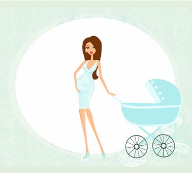 mother with baby stroller