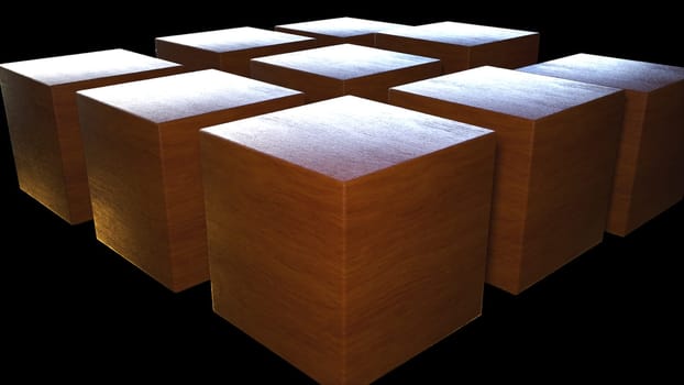 Wood cube. Computer generated 3d render