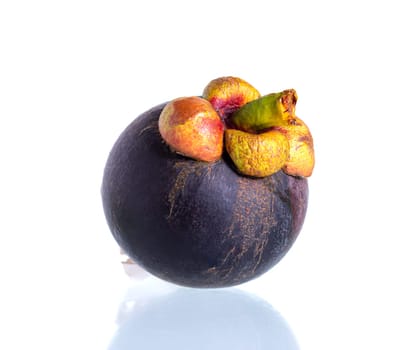 Fresh mangosteen fruit on the white background