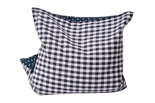 Closeup of a folded cherry pit filled pillow for pain and tension isolated on white background. Clipping path. Copy space for your product presentation montage. Macro.