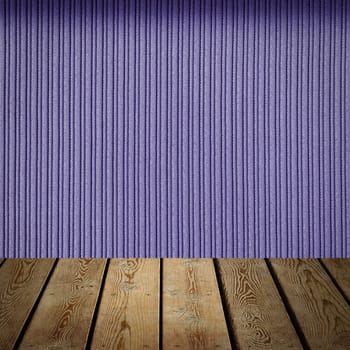 The background is blank wooden boards and a textured striped wall with gradient lighting and vignetting. For product demonstrations, free space, layout, mockup, perspective board, background board.