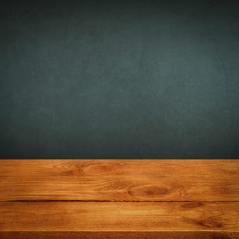 The background is blank wooden boards and a textured plastered wall with lighting and vignetting. For product demonstrations, free space, layout, mockup, perspective board, background board.