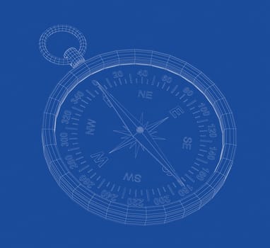 3D wire-frame model of compass