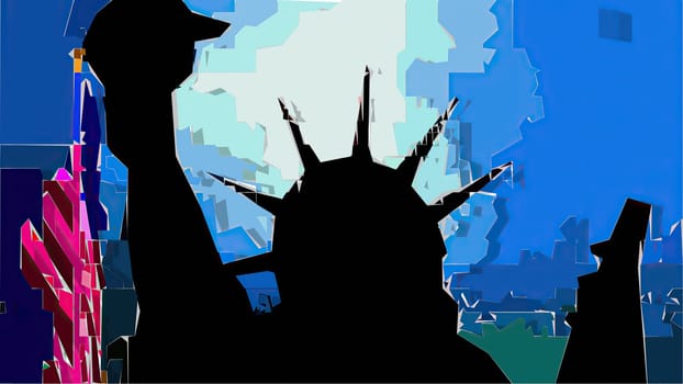 New York Statue of Liberty in a Pop Art Style ,New York Statue of Liberty in a Pop Art Style