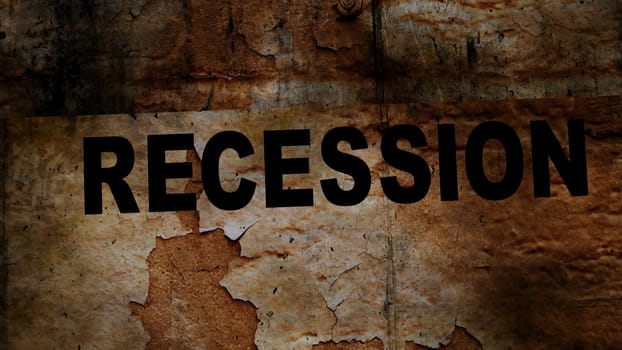 Economy and recession text on a crossroad in different ways of arrows,Economy and recession text on a crossroad in different ways of arrows