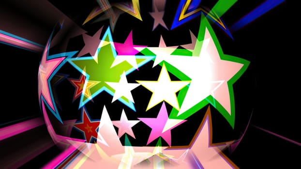 Colorful Stars on Spinning Sphere,Colorful Stars on Spinning Sphere