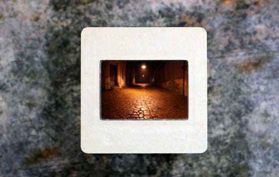 Old street on slide film