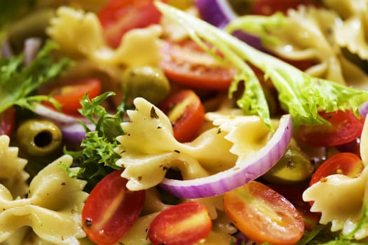 close up of pasta salad