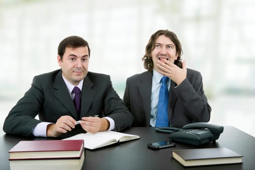business team working at a desk at the office