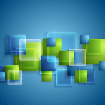 Bright glass transparent squares vector tech background