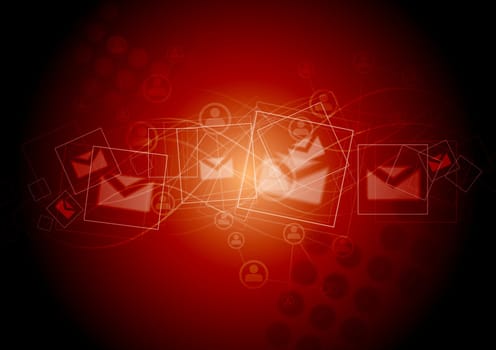 Abstract technology red background. Vector template design