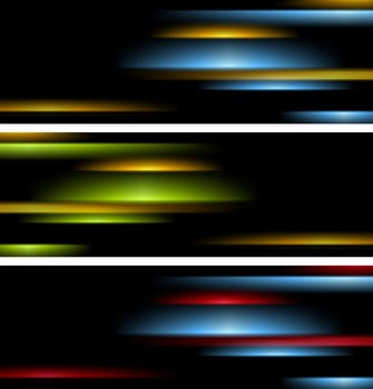 Abstract tech striped banners. Vector design