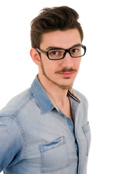 young happy casual man portrait, isolated on white