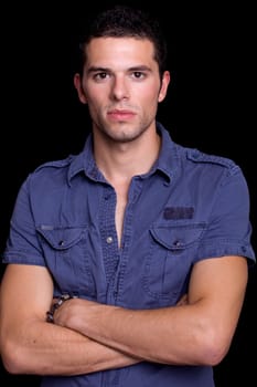 young man portrait, on a black background