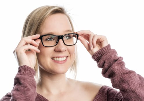 Women's face with glasses