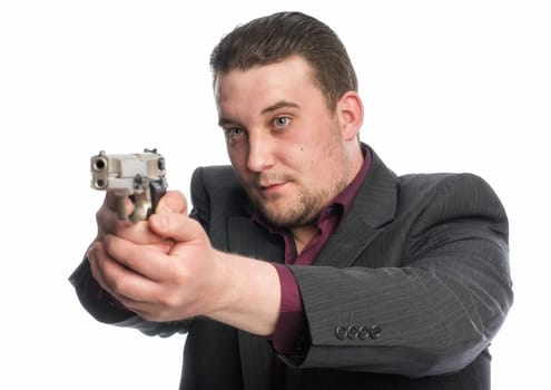 Young man targets with a gun