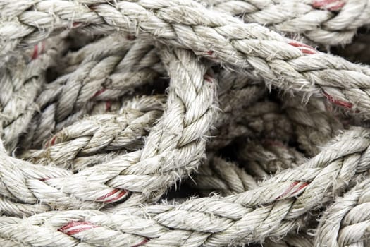 Detail of old and damaged fishing ropes