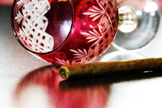 Wine glass and cigar