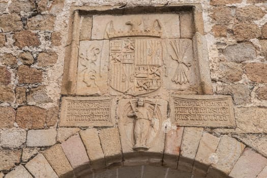 Berrozana Gate at Medieval street at Plasencia Old town, Caceres, Extremadura, Spain