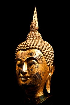 Turin, Italy - Circa August 2021: detail of Sitting Bodhisattva in meditation, 2nd century A.C.