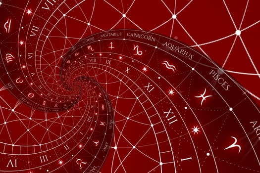 Astrology and alchemy sign background illustration - red