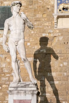 David by Michelangelo Buonarroti in Florence, Italy. Famous masterpiece male perfection
