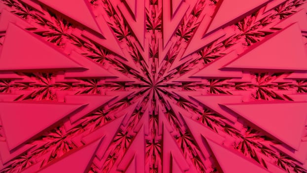 fractal symmetrical triangles shapes red futuristic psychedelic centered geometry 3D illustration