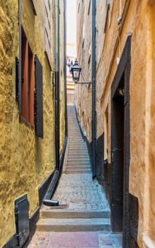 Alley of Marten Trotzig, Swedish: Marten Trotzigs grand, the narrowest street in Stockholm with 36 steps and 90 centimetres width, located in Gamla stan, the old town of Stockholm, Sweden