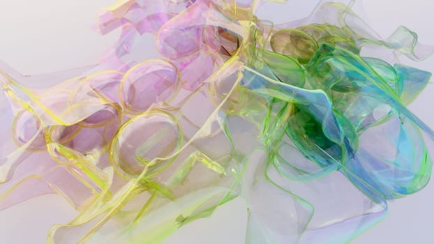 abstract liquid soap bubbles splash water transparent foam liquid pastel colors background 3D illustration