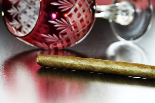 Cigar and wine glass