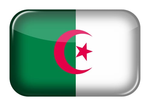 An Algeria web icon rectangle button with clipping path 3d illustration